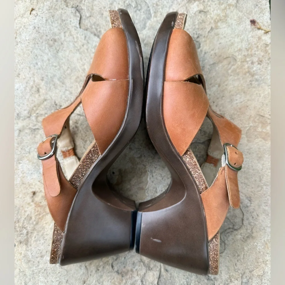 Dansko Cai Full Grain Leather Amber Sandals Adjustable Buckle 41 US 10.5-11
